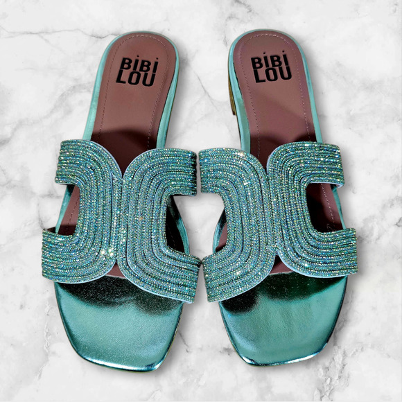 Bibi Lou Green Spongecake Sandals New - Picture 3 of 8